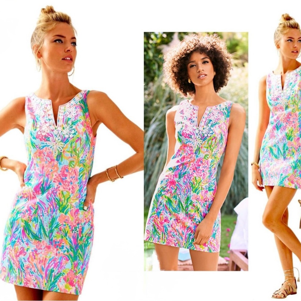 Lilly Pulitzer Gabby Fan Sea Pants Multi Corded Lace Detail Shift Dress - Picture 2 of 6